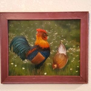 🎨Origional Art Oil Painting!! For Chicken lovers!